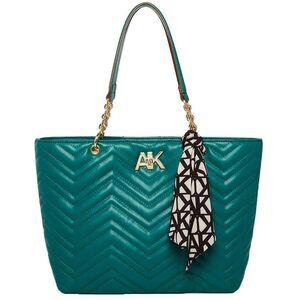 Anne Klein Quilted Chain Tote with Turnlock Emerald One Size